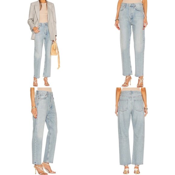 New Agolde 90s Mid Rise Loose Fit Straight Leg Jeans Size 24 In Semi Tropic Wash - Picture 12 of 16
